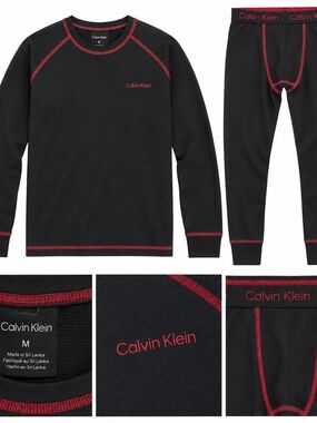 Calvin Klein Black Pajama Set with Red Contrast Stitching